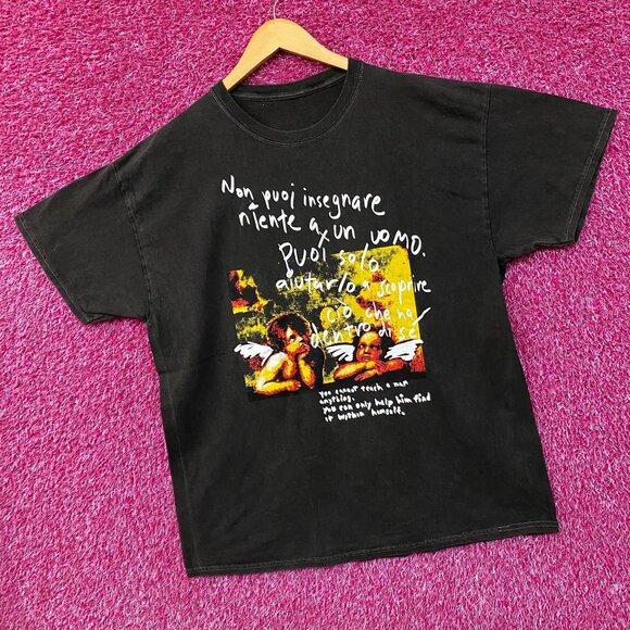 Angel Cherubs Painting Mineral Wash T-Shirt XL - Picture 3 of 4